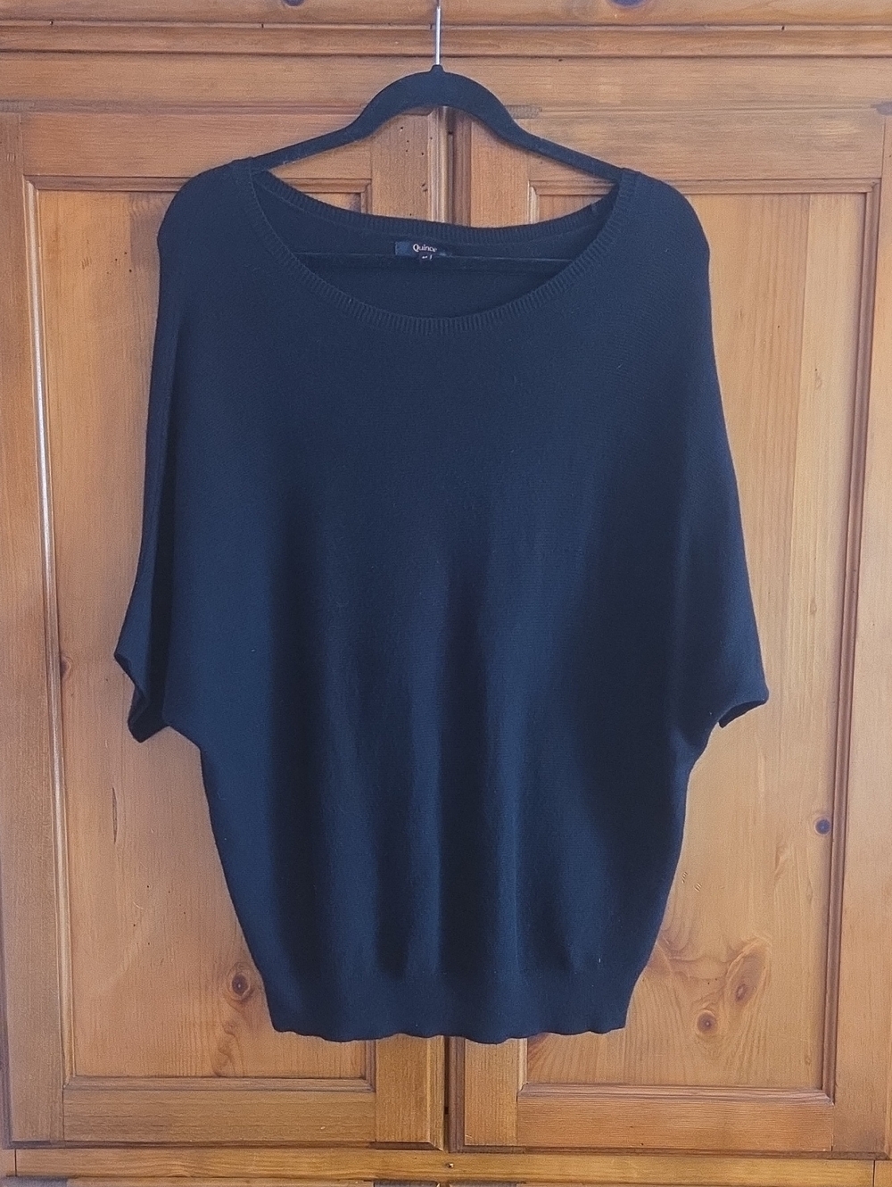 Quince Black Scoop Neck Short Sleeve Sweater